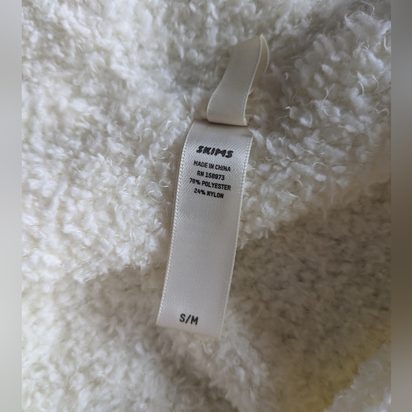 SKIMS Quarter Zip Cozy Knit Crop Pullover Sweater Cream Kim Kardashian West S/M - Picture 8 of 9